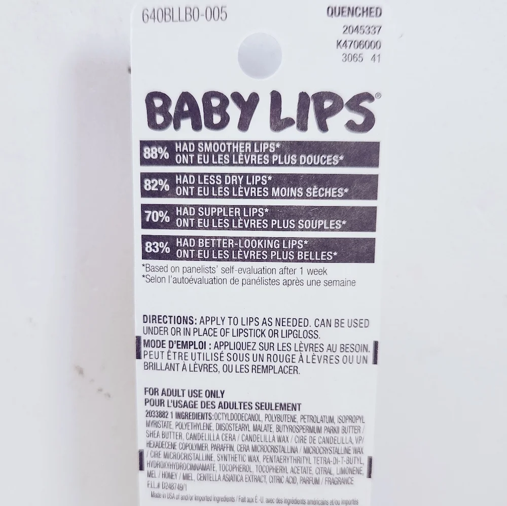 ⭐4/$15 Maybelline Baby Lips Moisturizing Lip Balm Quenched